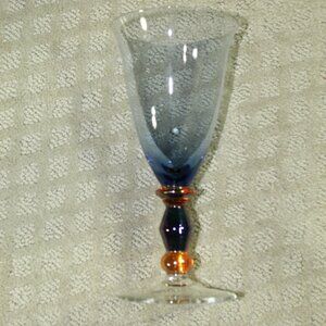 Set of 4 Mikasa Estate Slate Blue Amber Wine Water Tea 8 in Goblets